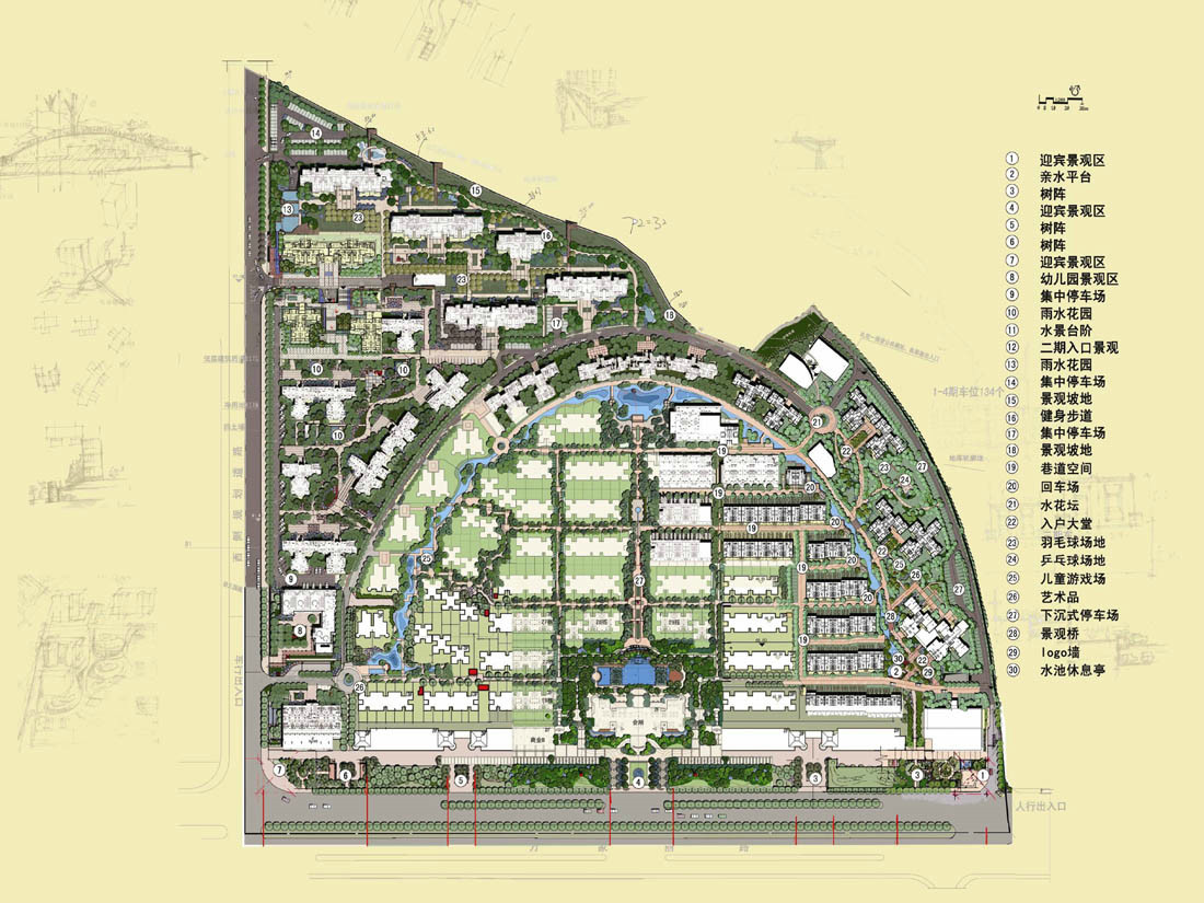 园林总平面图，卢浮原著景观设计，WAQI景观设计，住宅小区，景观设计,客栈设计,景观规划,旧房改造,住宅景观,住房景观,酒店设计,园林绿化,景观,园林,生态,精品
