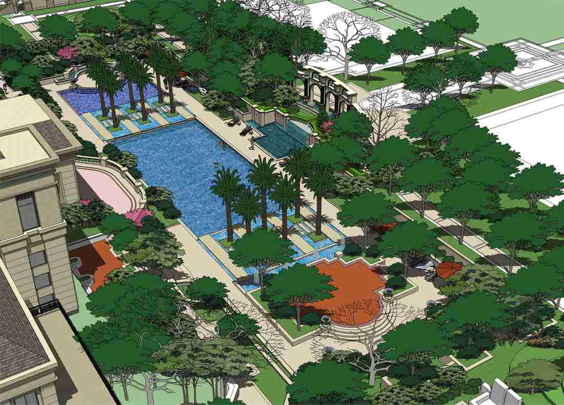 植物配置，SU效果图，卢浮原著景观设计，WAQI景观设计，住宅小区，景观设计,客栈设计,景观规划,水景，生态水池，旧房改造,住宅景观,住房景观,酒店设计,园林绿化,景观,园林,生态,精品